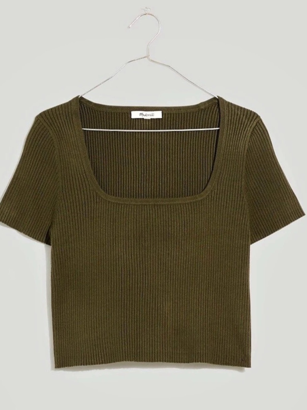 Madewell Square-Neck Crop Sweater Tee in Kale